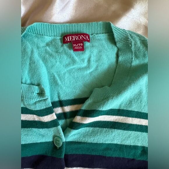 Merona Womens Long Sleeve Striped Button Up Cardigan Size XL GUC - Picture 3 of 4